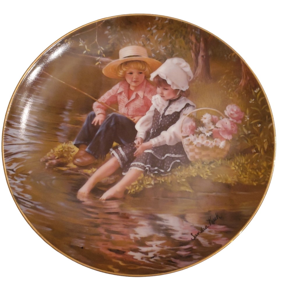"Little Anglers" Plate by Sandra Kuck 9 1/4" from the RECO Collection.